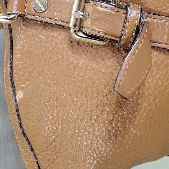 Michael Kors Brown Leather Satchel Shoulder Bag Hobo Tote - Picture 4 of 16